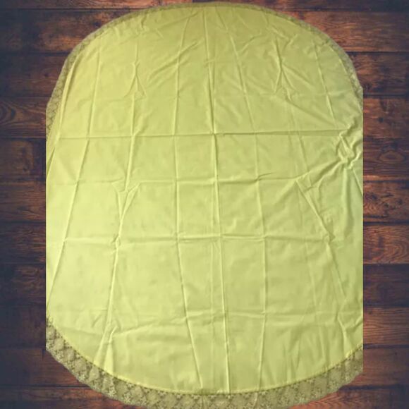 Vintage Yellow Oval Tablecloth Lace Boarders With 4 Napkins - Picture 8 of 8